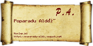 Poparadu Aldó névjegykártya